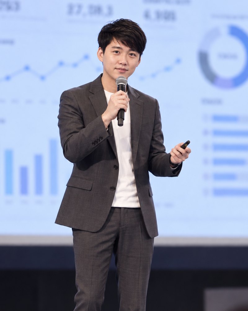 Edward Chen speaking on stage